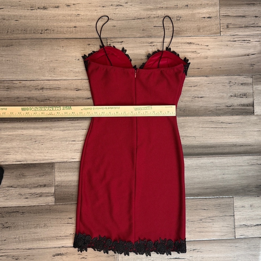 Windsor Red Dress with Black Lace Trim - Picture 7 of 9